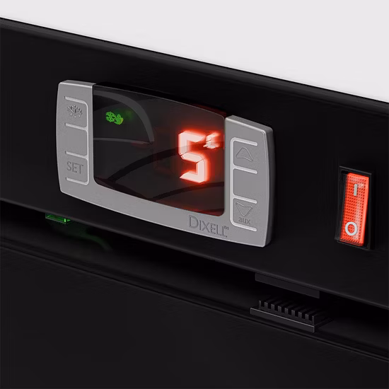 Enfriador de bebidas y vinos con puerta de acero inoxidable sin costuras